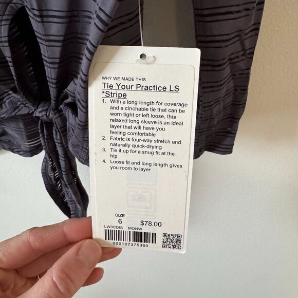Lululemon Tie Your Practice Long Sleeve *Stripe Moonwalk - Picture 6 of 12